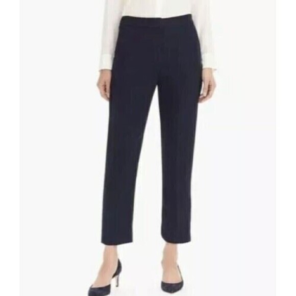 NWT J Crew Pull On Easy Trouser Pants Navy Blue Crepe G7462 size 2 High Rise - Picture 1 of 12